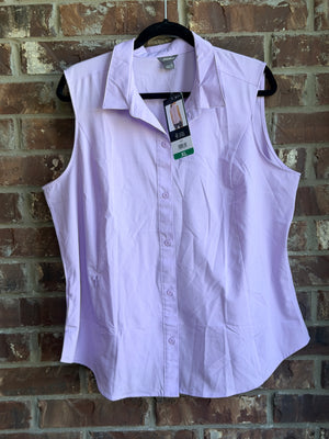 Eddie Bauer Women's XL Sleeveless Tech Shirt Lavender Button Down NWT