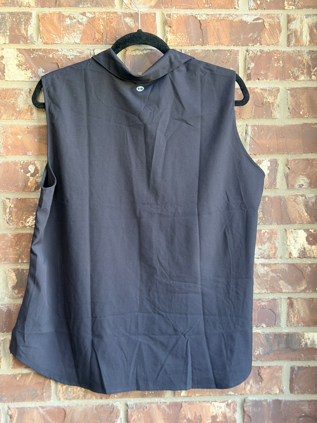 Eddie Bauer Women's Sleeveless Tech Shirt Black XL Button Front NWT