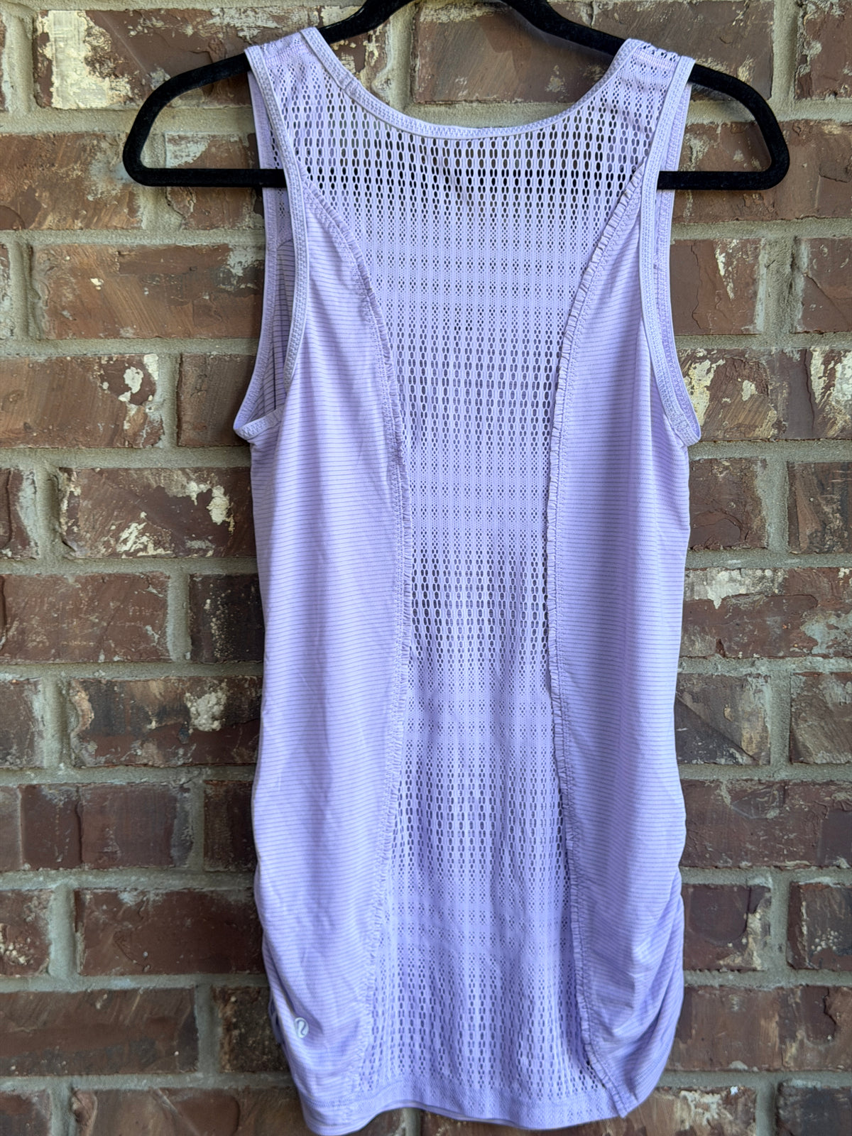 Lululemon Women's Purple V Neck Mesh Back Ruched Running Tank Top 16" P2P