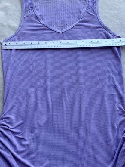 Lululemon Women's Purple V Neck Mesh Back Ruched Running Tank Top 16" P2P