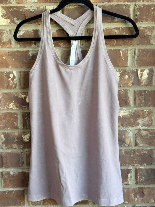 Lululemon Women's Size 10 Stonewashed Racerback Tank Top Mauve Cotton Yoga