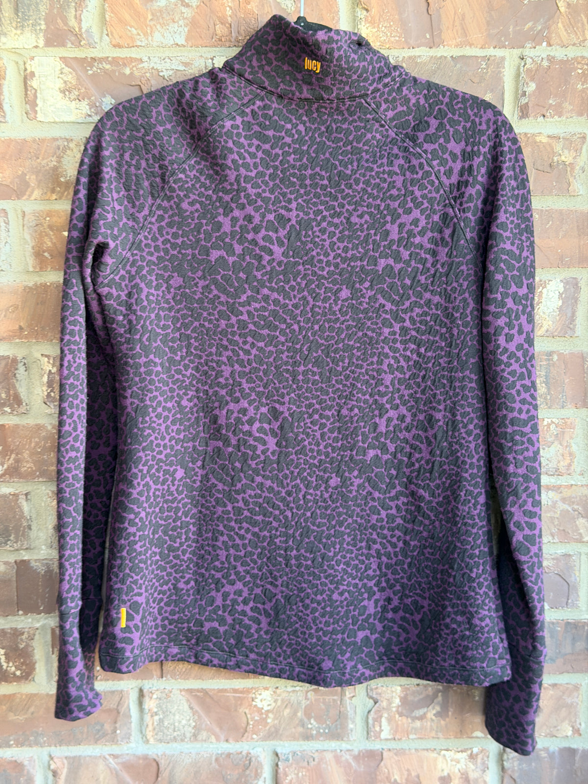 Lucy Activewear Women’s Medium Purple Leopard Print Half Zip Pullover Top