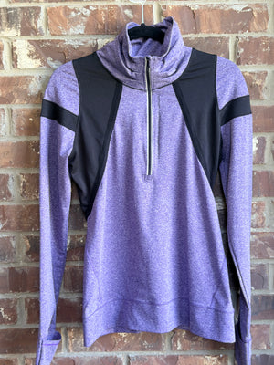 HPE Clothing Women's Large Purple Black Colorblock Quarter Zip Athletic Pullover