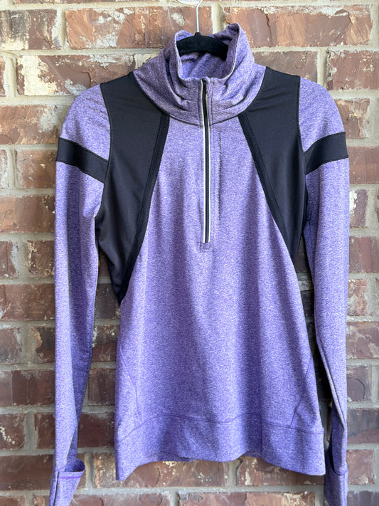 HPE Clothing Women's Large Purple Black Colorblock Quarter Zip Athletic Pullover