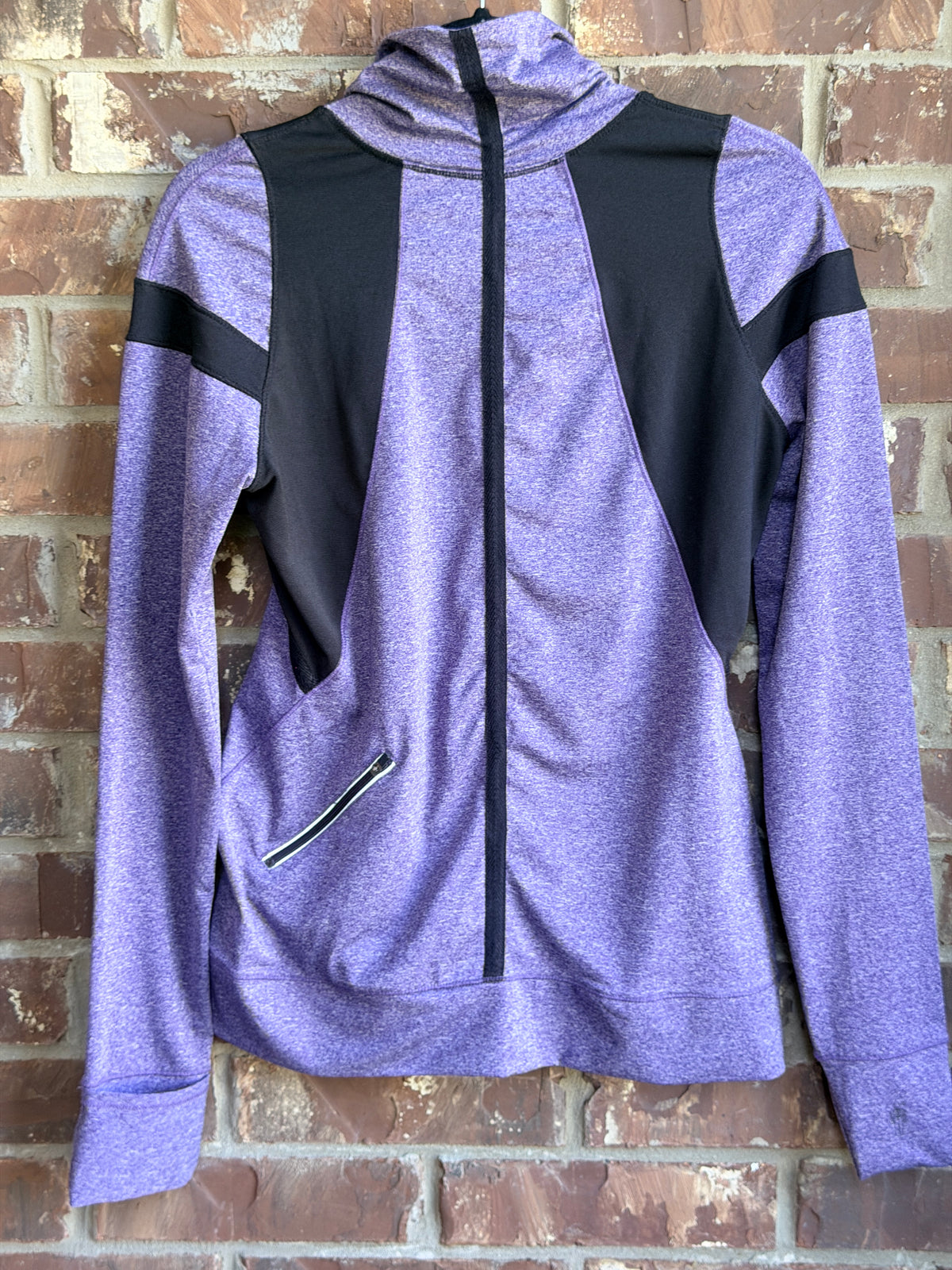 HPE Clothing Women's Large Purple Black Colorblock Quarter Zip Athletic Pullover