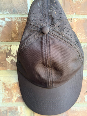 Black Performance Baseball Cap Laser Cut Paisley Stretch Back Athletic Hat