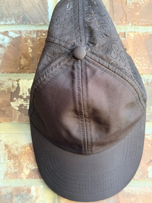 Black Performance Baseball Cap Laser Cut Paisley Stretch Back Athletic Hat