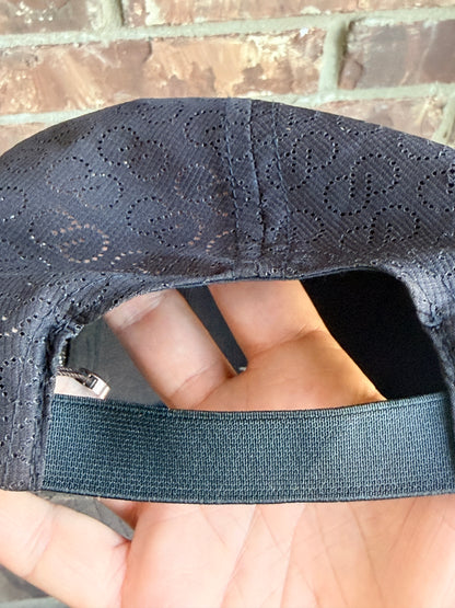 Black Performance Baseball Cap Laser Cut Paisley Stretch Back Athletic Hat