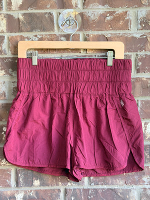 Free People Movement Women's Large Burgundy High Rise Running Shorts NWOT