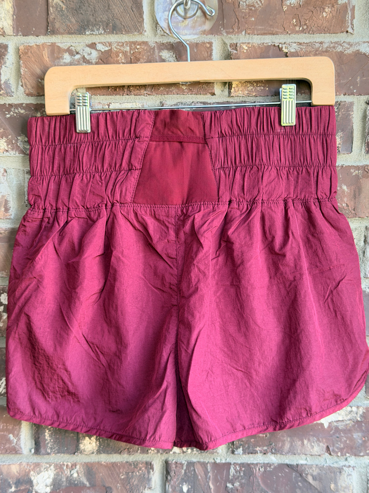 Free People Movement Women's Large Burgundy High Rise Running Shorts NWOT