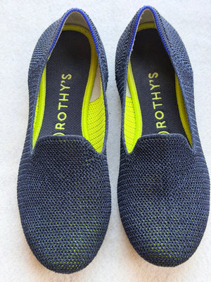 Rothy's The Loafer Metallic Lattice Stitch Navy Women's Size 8