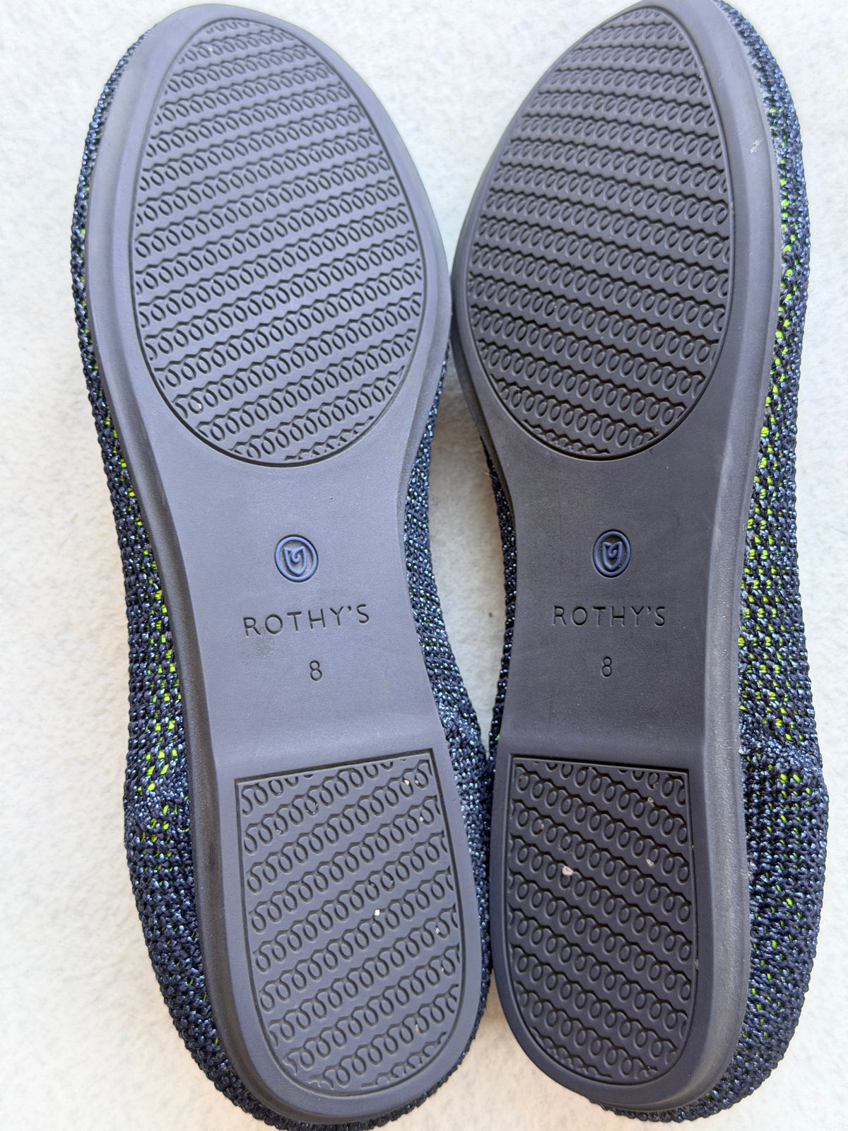 Rothy's The Loafer Metallic Lattice Stitch Navy Women's Size 8