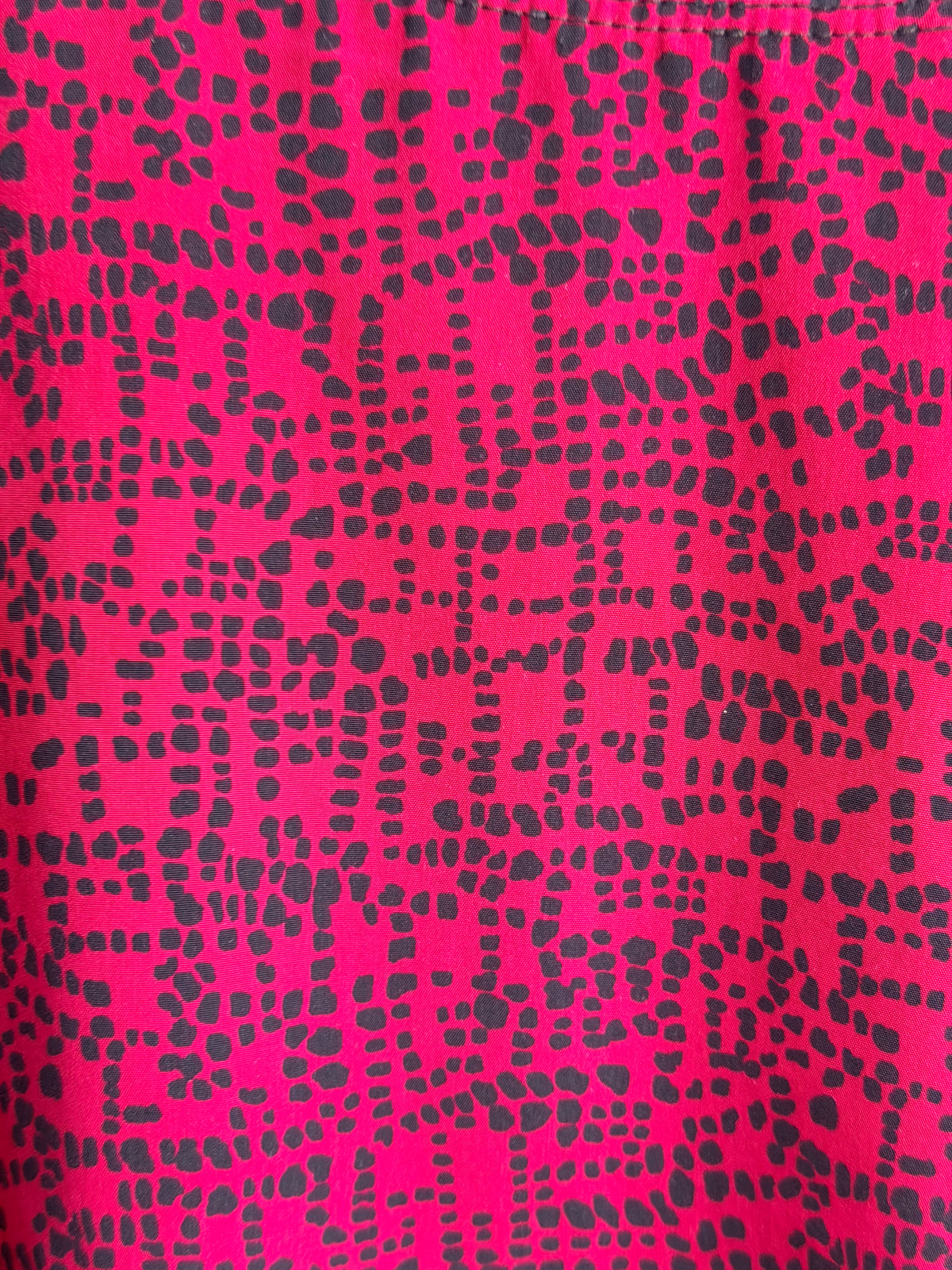 Olivia Moon Women's Black Red Abstract Print Long Sleeve Blouse Medium Top