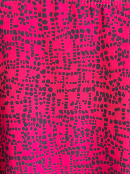 Olivia Moon Women's Black Red Abstract Print Long Sleeve Blouse Medium Top