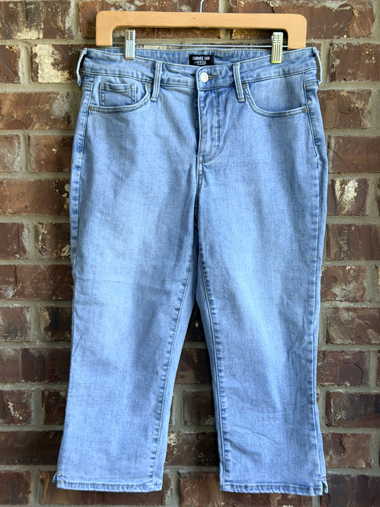 NYDJ Curves 360 Size 8 Women's Light Wash Cropped Capri Stretch Jeans Denim