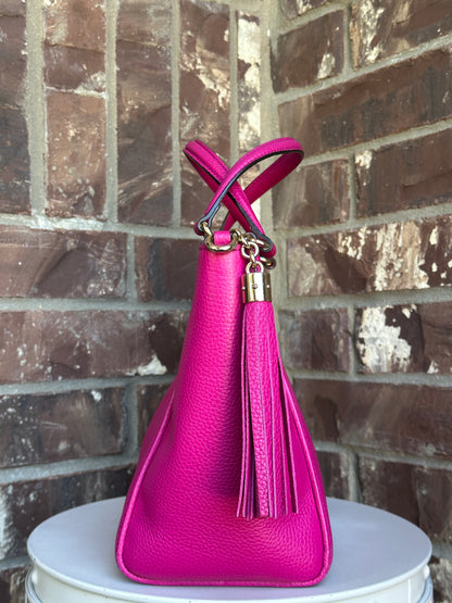 Gucci Soho Convertible Top Handle Leather Bag Small Pink 53012