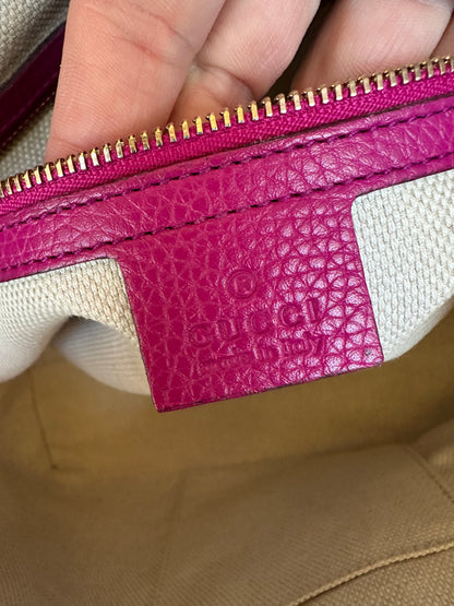 Gucci Soho Convertible Top Handle Leather Bag Small Pink 53012