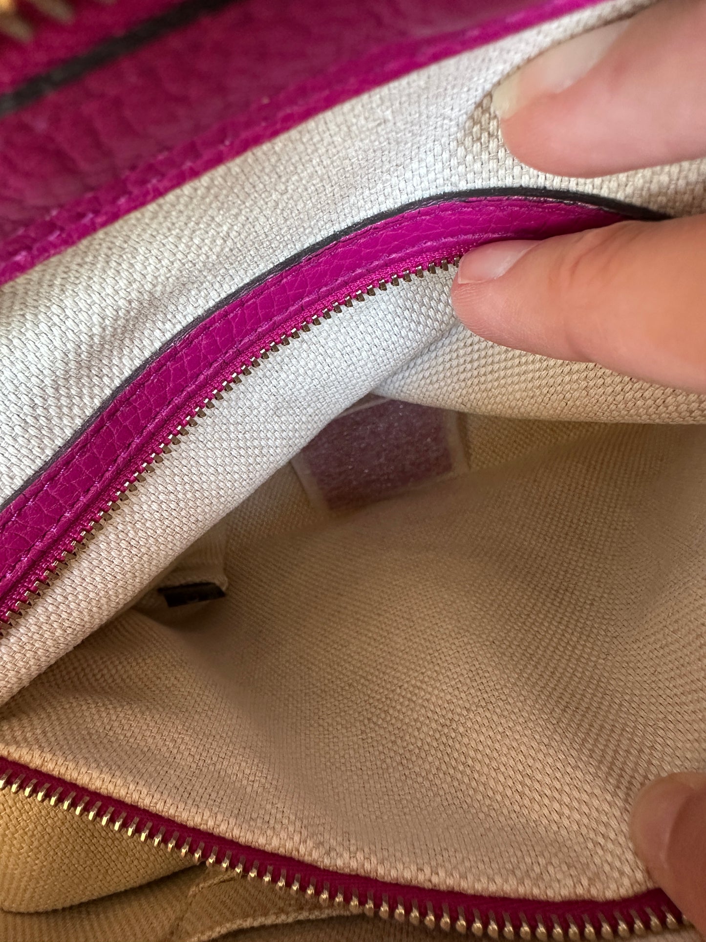 Gucci Soho Convertible Top Handle Leather Bag Small Pink 53012