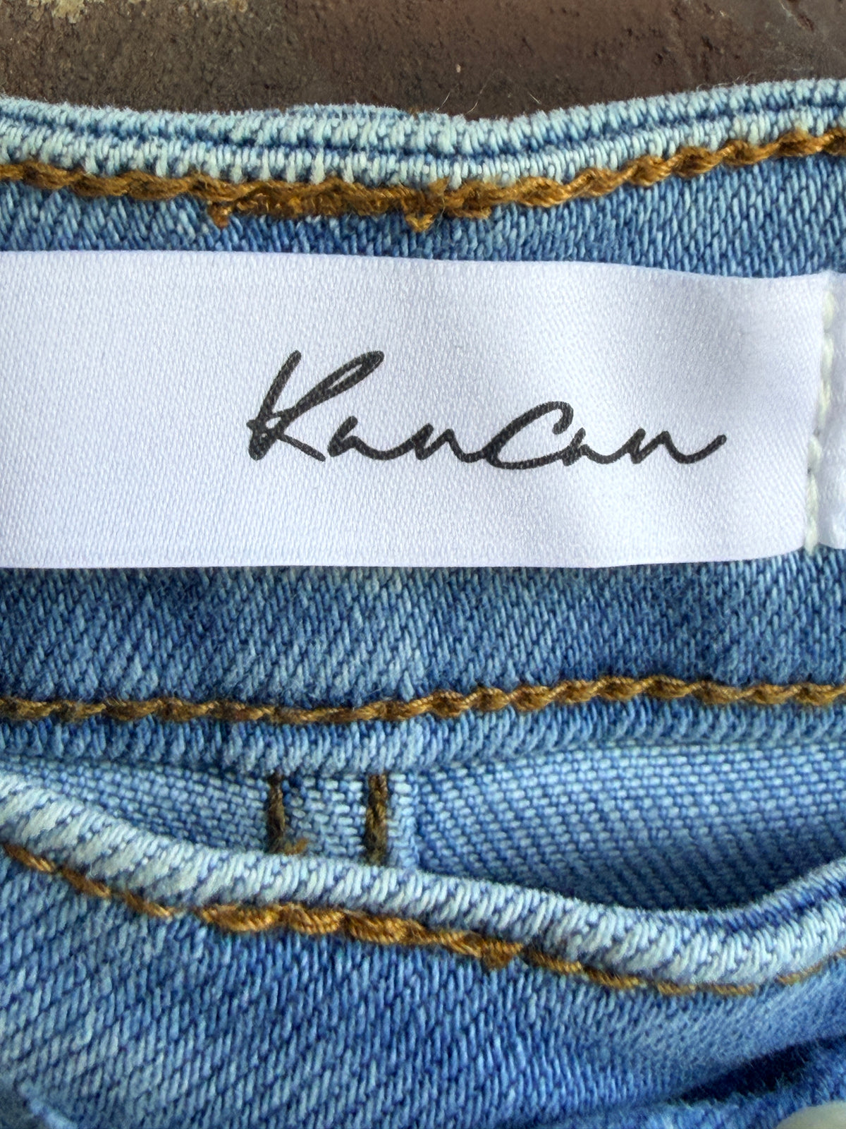 KanCan Distressed Bermuda Denim Shorts Light Wash Button Fly Size M NWT
