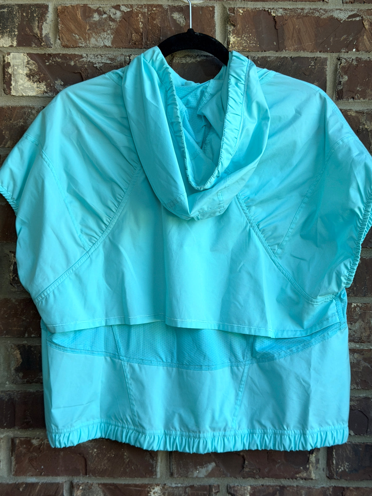 Lululemon Aqua Blue Short Sleeve Hooded Full Zip Running Jacket Size 10