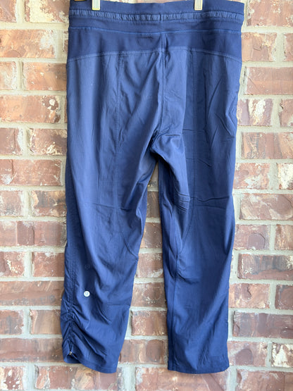 Lululemon Studio Pants II Navy Blue Size 10 Dance Studio Adjustable Hem