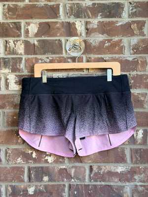 Lululemon Speed Shorts Black Pink Ombre Speckle Running Size 10