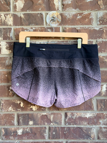 Lululemon Speed Shorts Black Pink Ombre Speckle Running Size 10