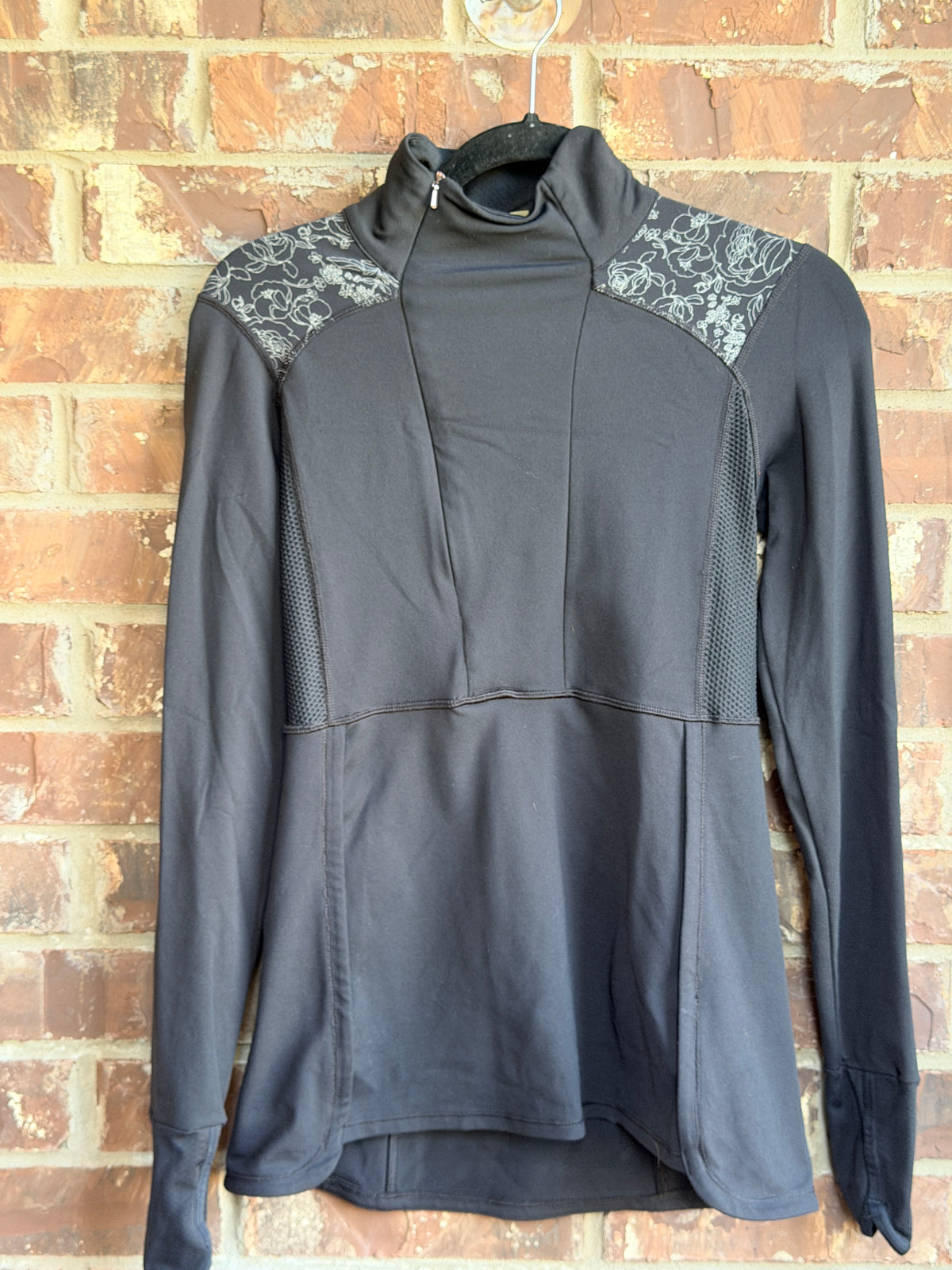 CALIA by Carrie Underwood Black Floral Half Zip Athletic Pullover Size Small