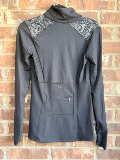 CALIA by Carrie Underwood Black Floral Half Zip Athletic Pullover Size Small