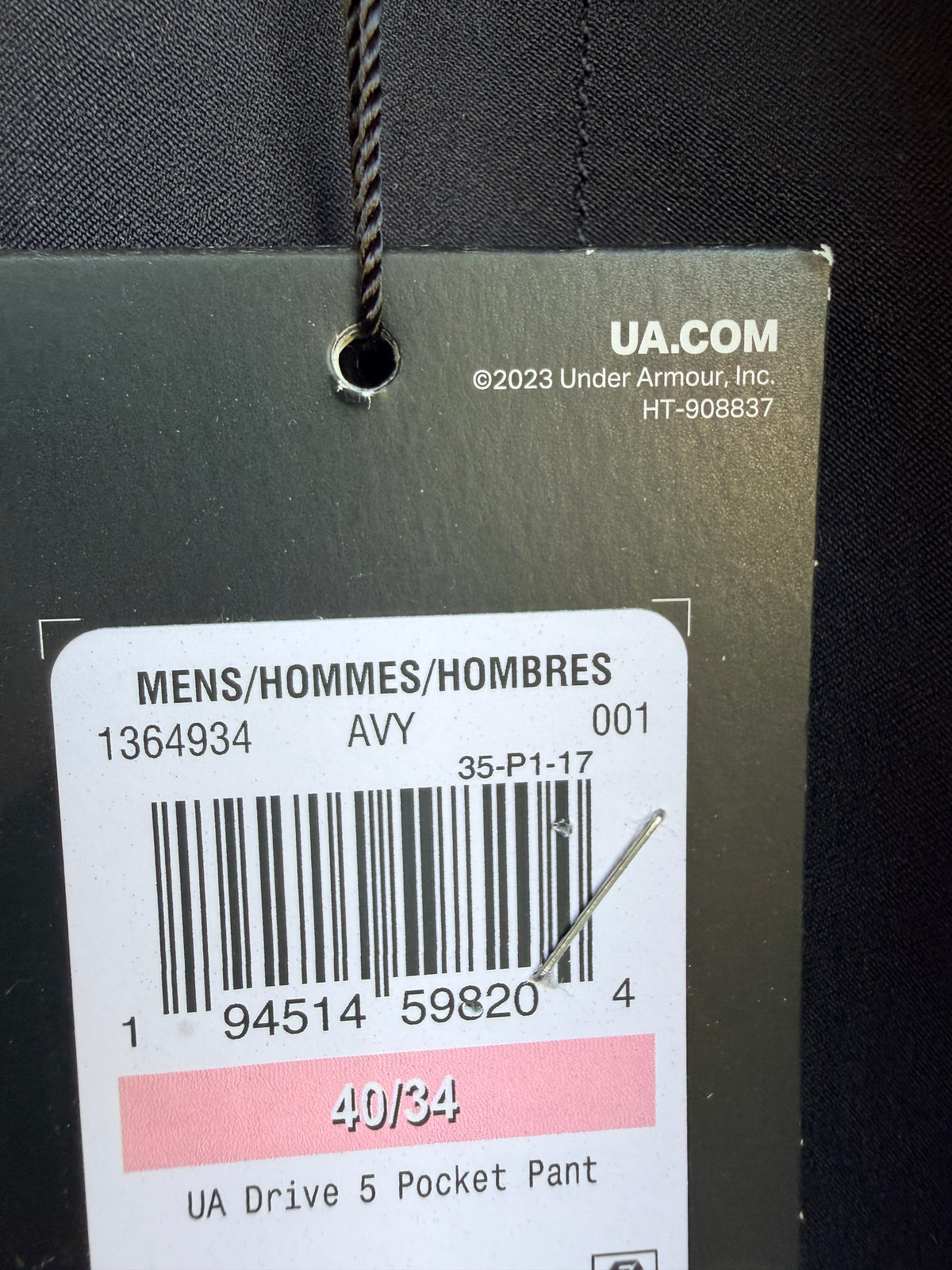 Under Armour UA Drive 5 Pocket Pant Black Slim Taper Men's 40/34 NWT
