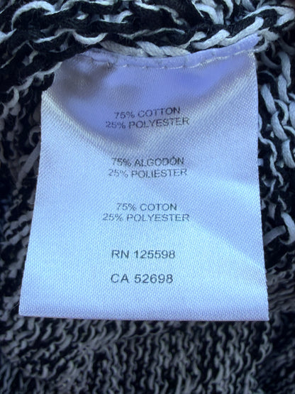 Adrienne Vittadini Black White Marled Knit Sleeveless Sweater Top Medium