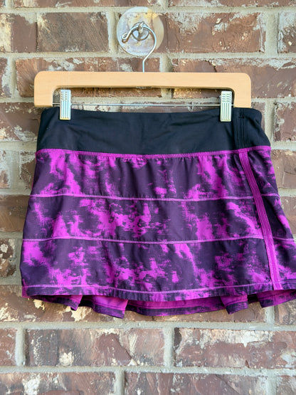 Lululemon Pace Setter Skirt Purple Black Print Size 8