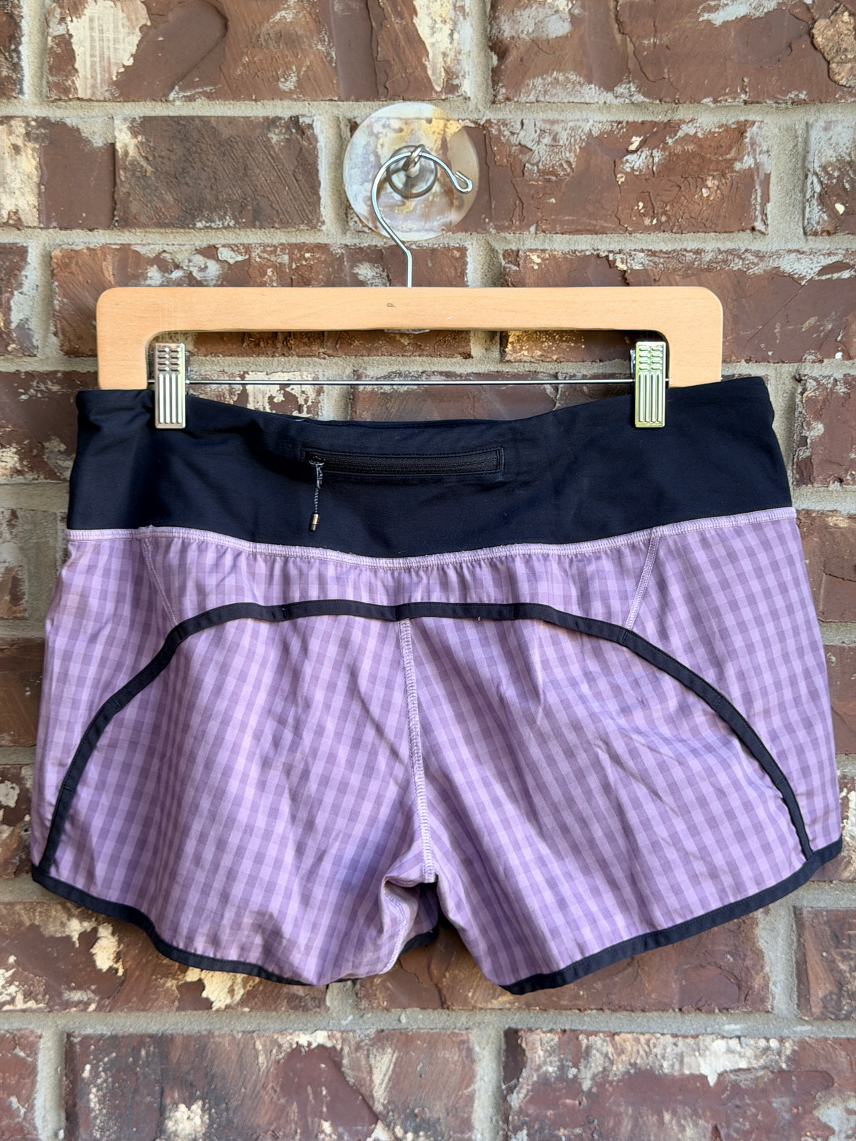 Lululemon Run Speed Shorts Purple Gingham Plaid Size 8