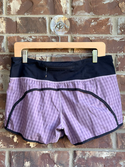 Lululemon Run Speed Shorts Purple Gingham Plaid Size 8