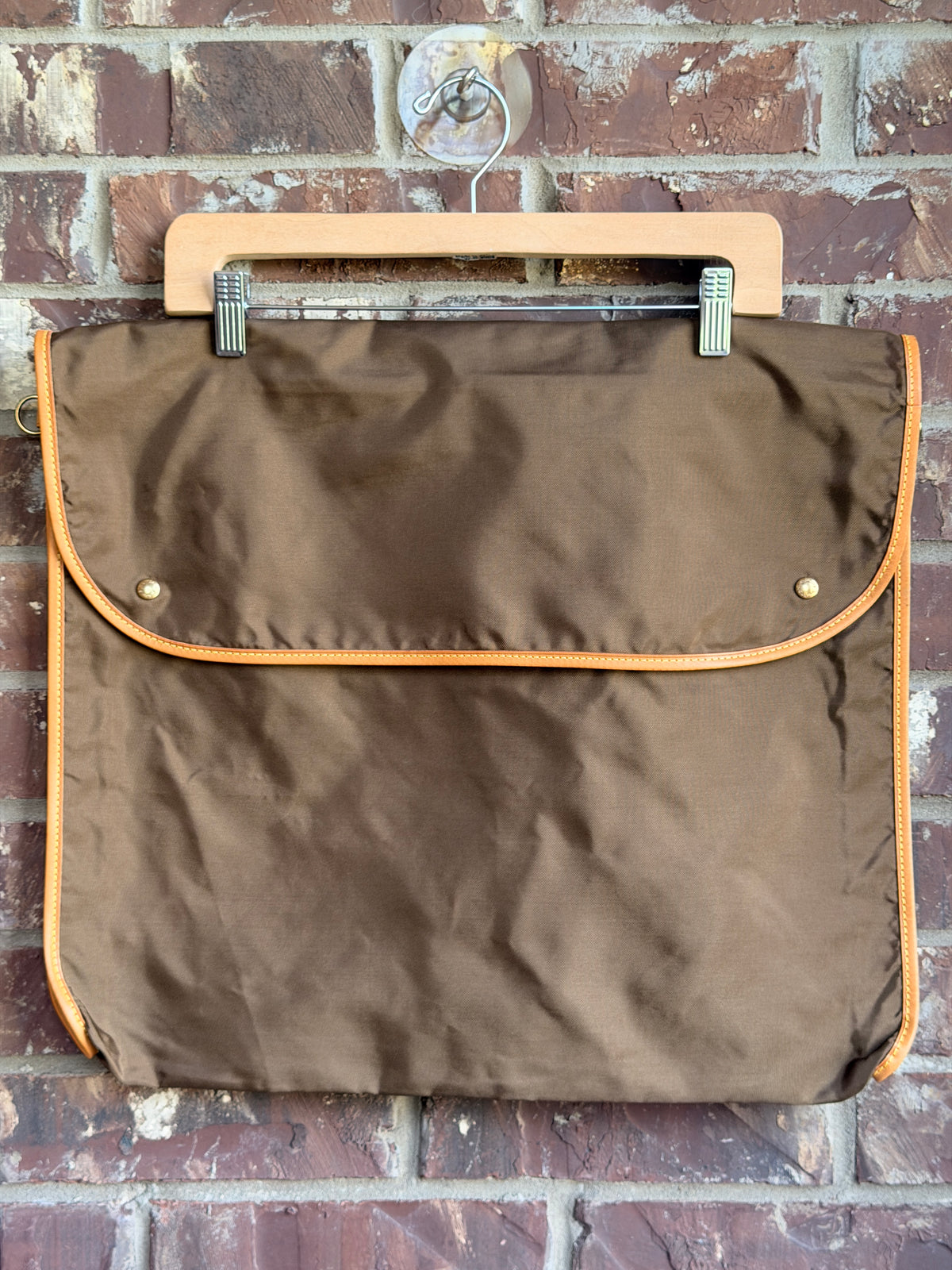 Vintage Louis Vuitton Brown Garment Bag Travel Cover Leather Trim - 1