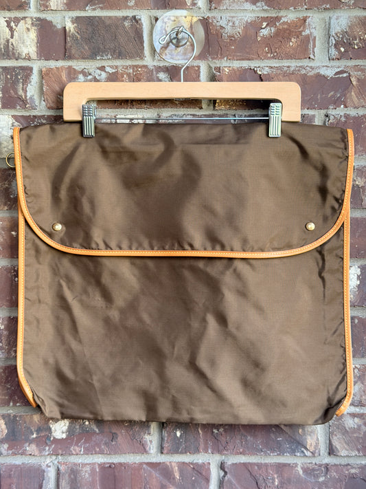 Vintage Louis Vuitton Brown Garment Bag Travel Cover Leather Trim - 1