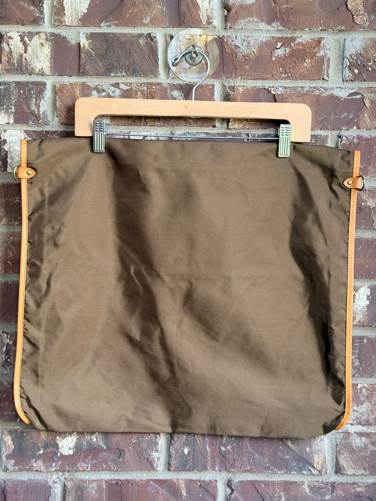 Vintage Louis Vuitton Brown Garment Bag Travel Cover Leather Trim - 1