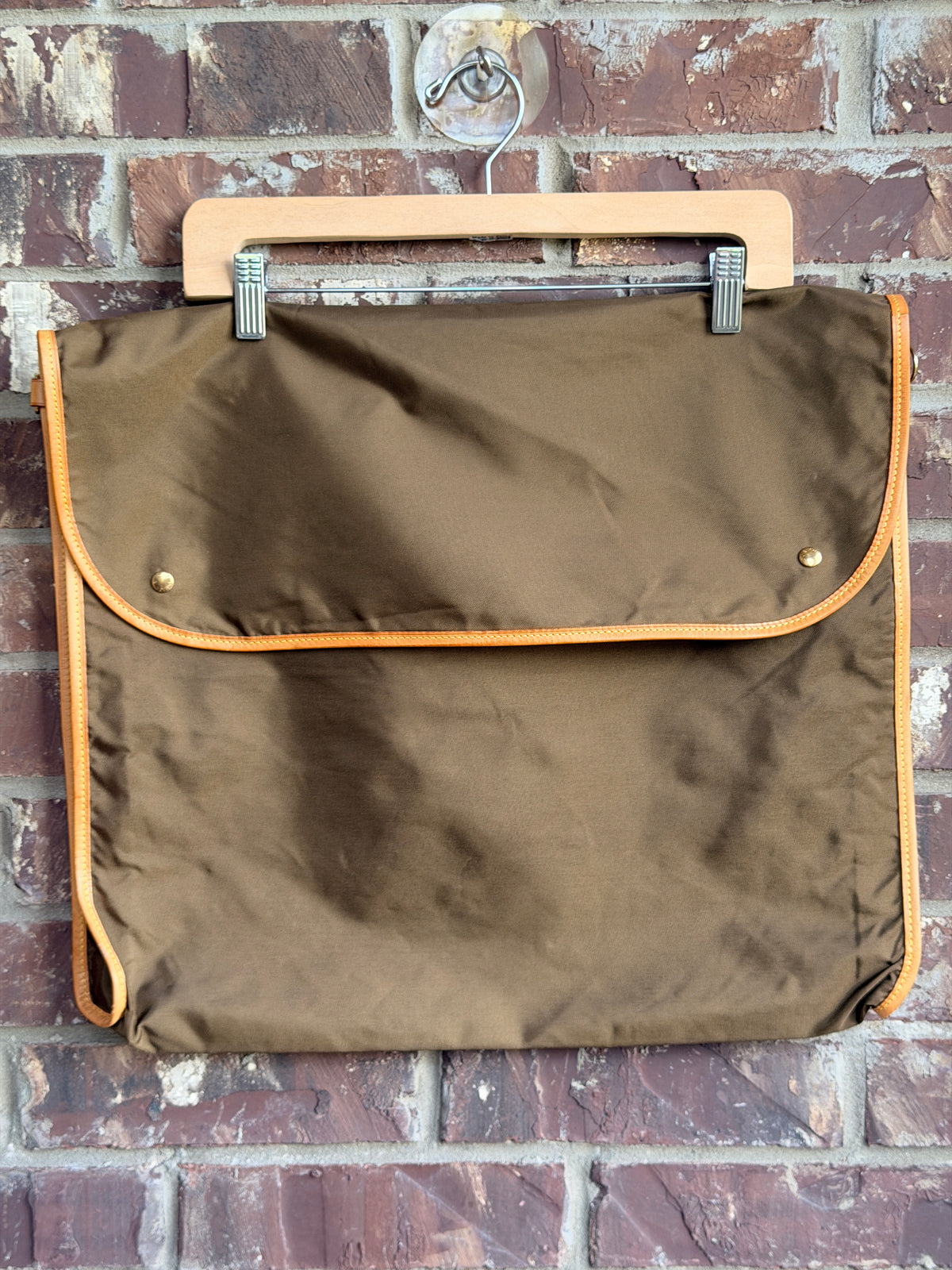 Vintage Louis Vuitton Brown Garment Bag Travel Cover Leather Trim - 2