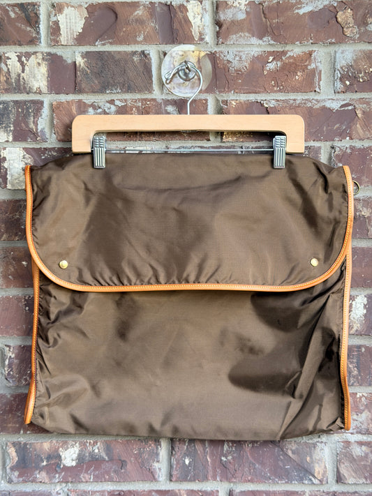 Vintage Louis Vuitton Brown Garment Bag Travel Cover Leather Trim - 3