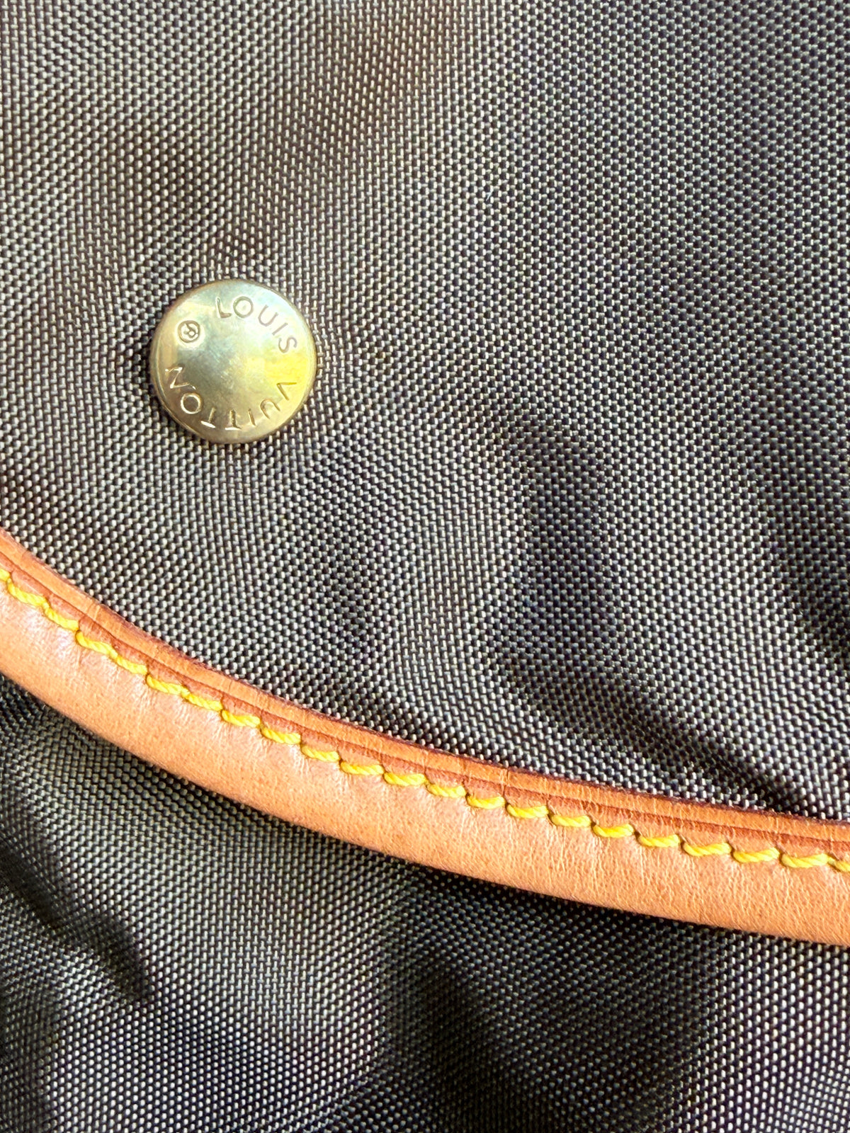 Vintage Louis Vuitton Brown Garment Bag Travel Cover Leather Trim - 3