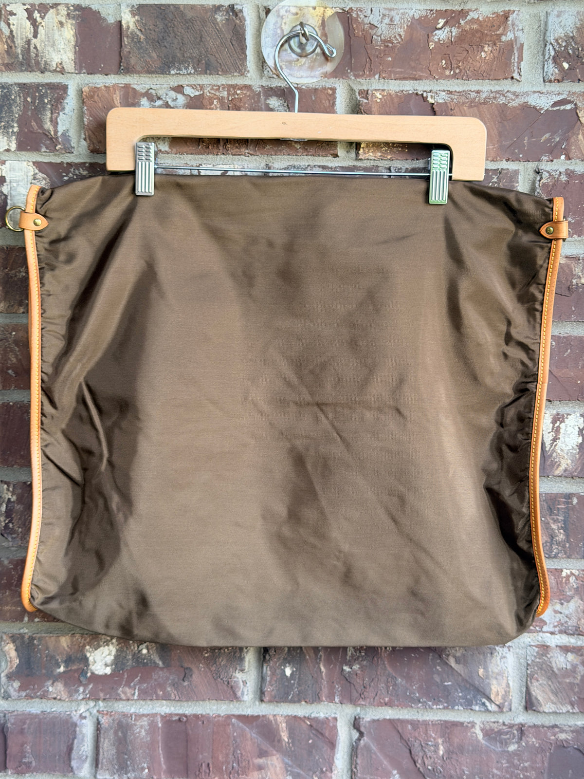 Vintage Louis Vuitton Brown Garment Bag Travel Cover Leather Trim - 3