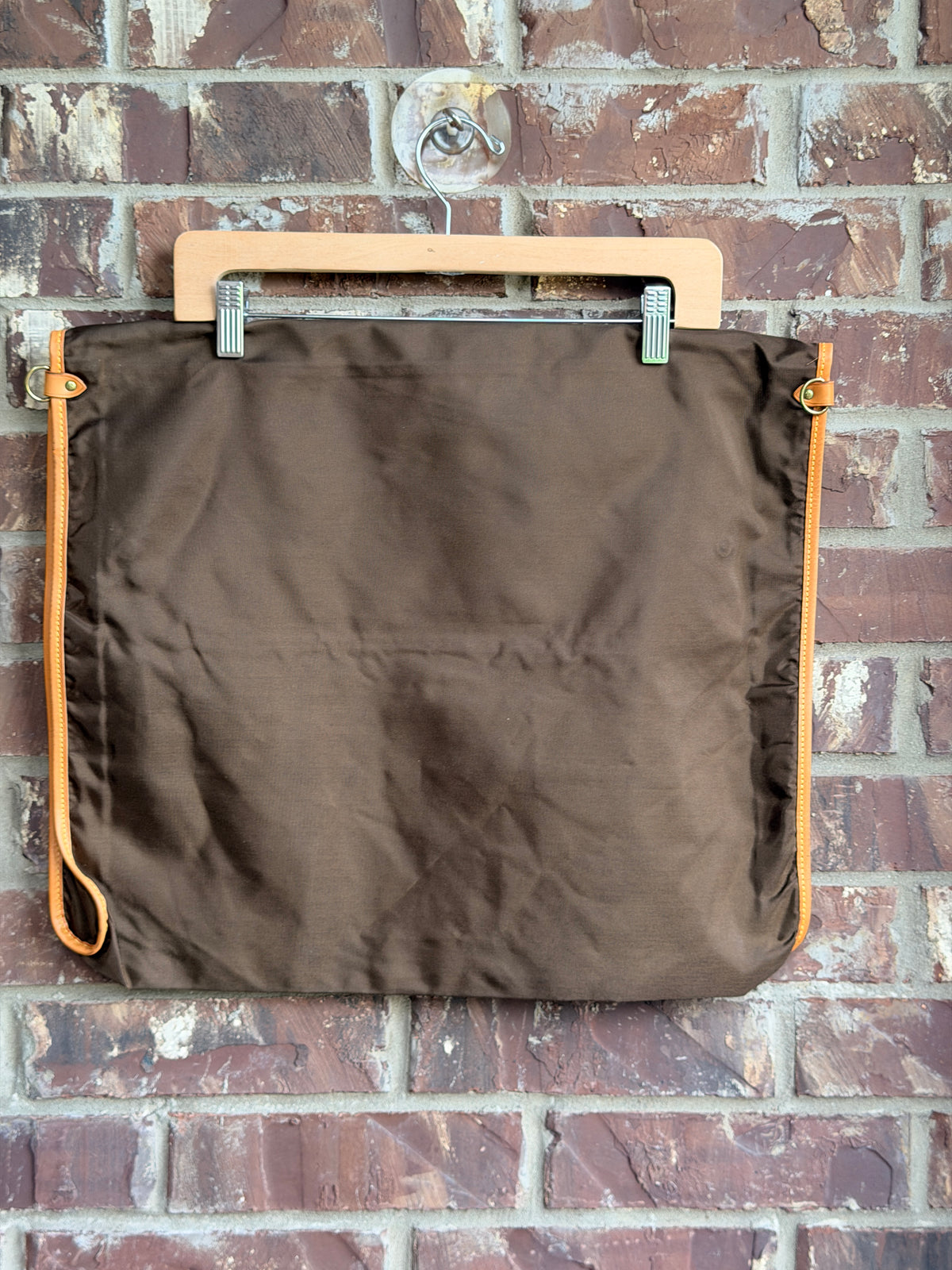 Vintage Louis Vuitton Brown Garment Bag Travel Cover Leather Trim - 4