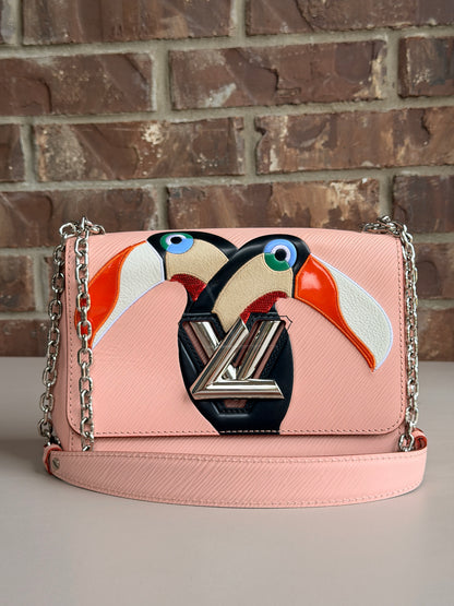 Louis Vuitton Twist Handbag Bird Motif Epi Leather MM Pink 82732