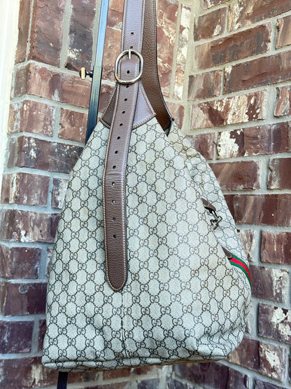 Gucci Jackie 1961 Soft Shoulder Bag GG Coated Canvas Medium Brown 82974