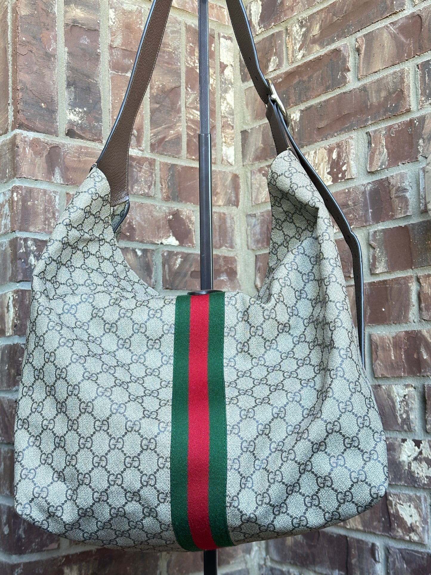 Gucci Jackie 1961 Soft Shoulder Bag GG Coated Canvas Medium Brown 82974