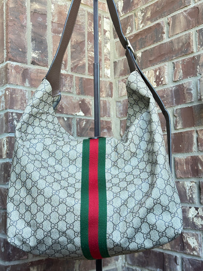Gucci Jackie 1961 Soft Shoulder Bag GG Coated Canvas Medium Brown 82974