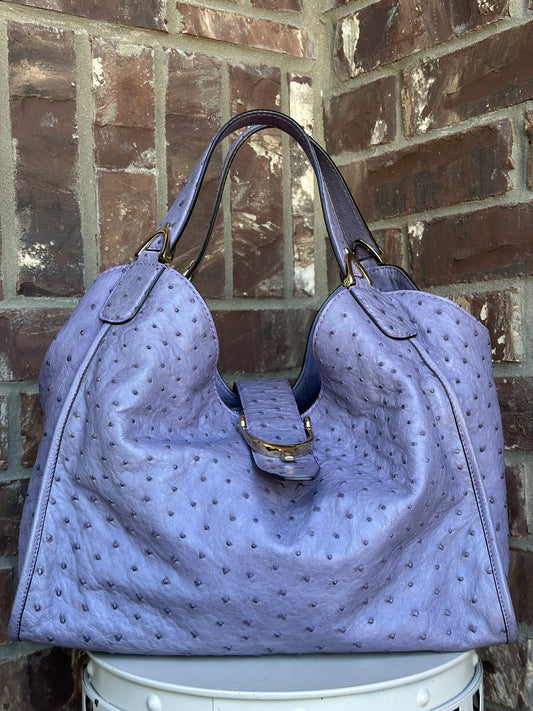 Gucci Ostrich Soft Stirrup Medium Purple 42642