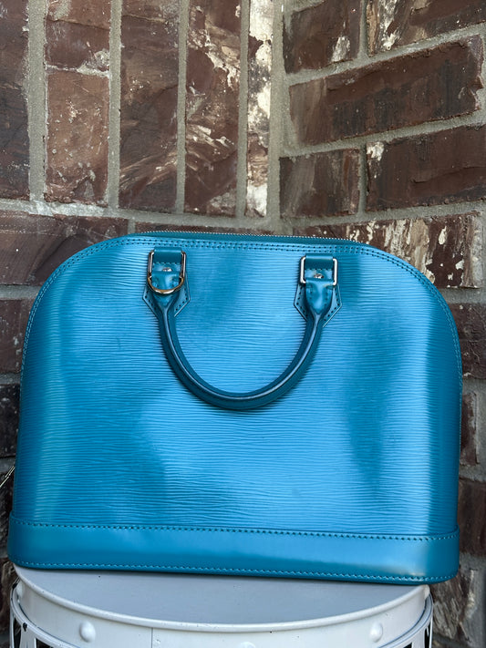 Louis Vuitton Alma Handbag Epi Leather PM Greenish/Blue64723