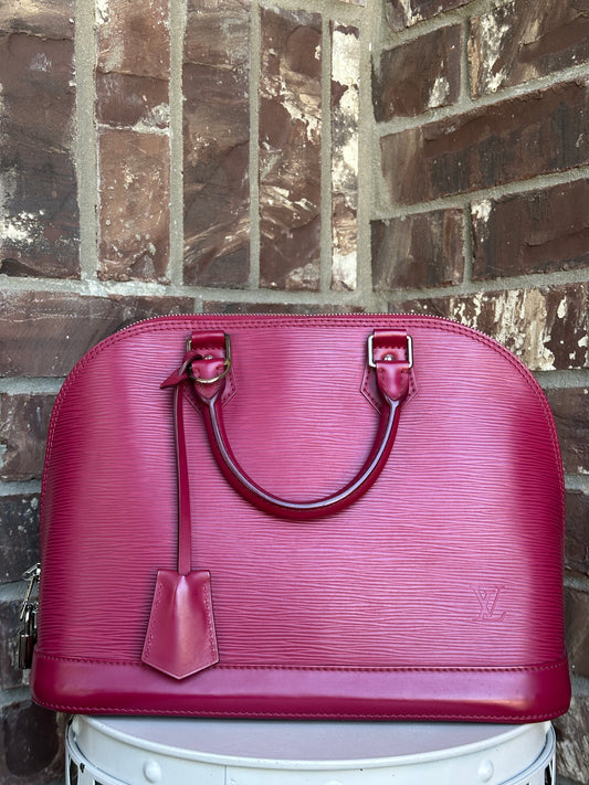 Louis Vuitton Alma Handbag Epi Leather PM Red Raspberry 69076