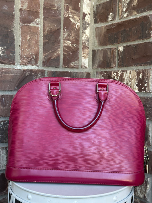 Louis Vuitton Alma Handbag Epi Leather PM Red Raspberry 69076